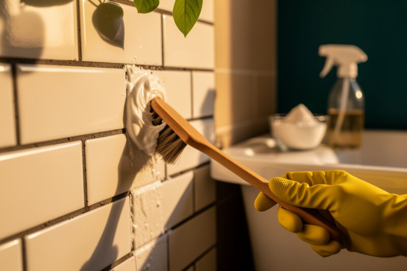 Nettoyer les joints de la salle de bain au percarbonate
