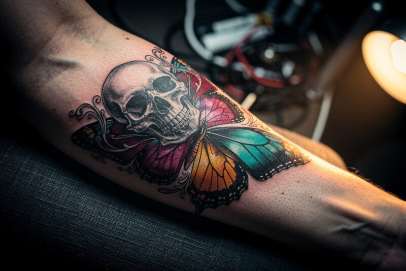 Le tatouage papillon et tête de mort : signification et conseils
