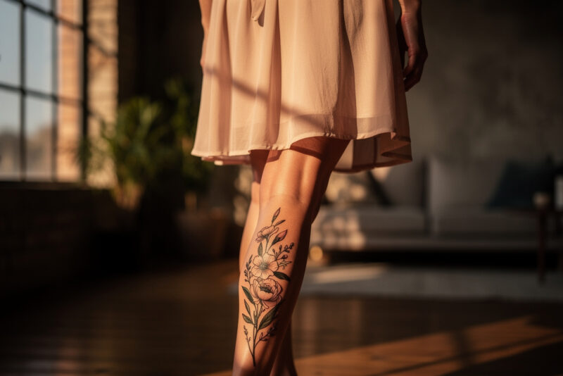 Tatouage derrière le mollet pour femme : douleur, motifs et prix